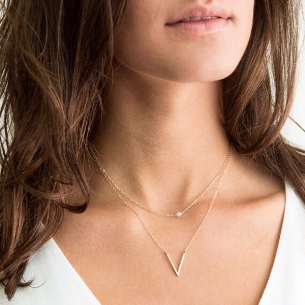 3 for $25⚡️2 layer bead with V necklace
